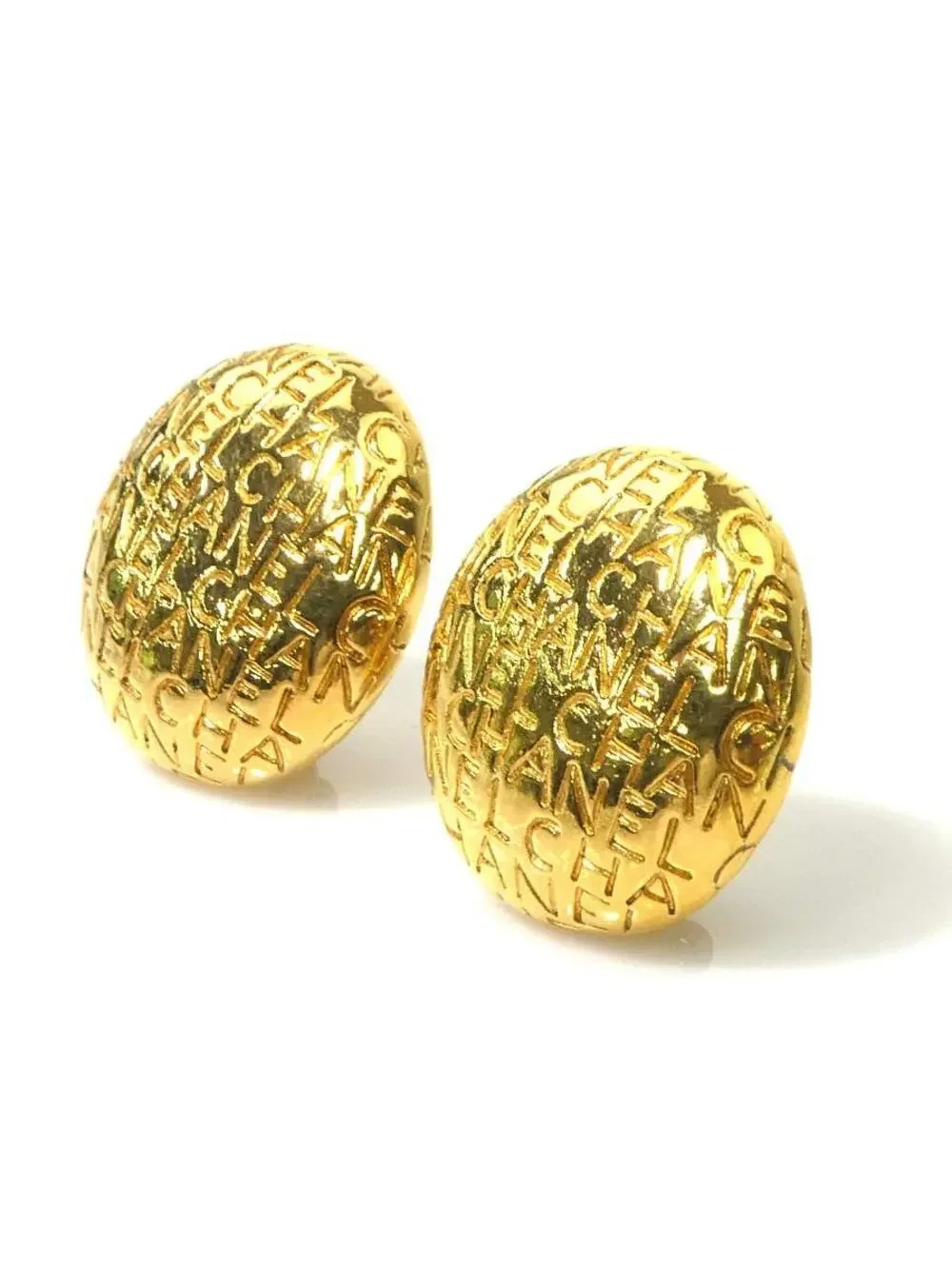 Auth Chanel Logo Clip On Earrings Gold #293942C23B